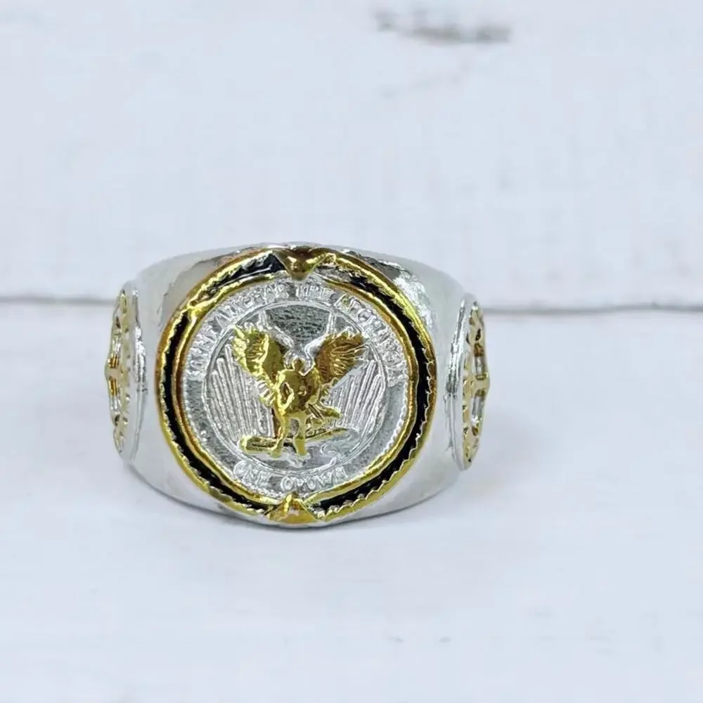 Silver  & Gold Eagle Ring Size 8.5